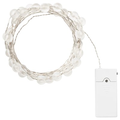 IKEA SNOYRA Гірлянда LED, 40 лампочок, для внутрішнього використання/на батарейках, срібна 10364759 фото