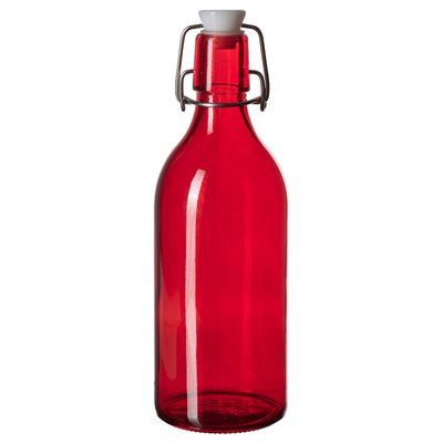 IKEA VINTERFINT Пляшка з ковпачком, червоне скло, 0.5 л 60552338 фото