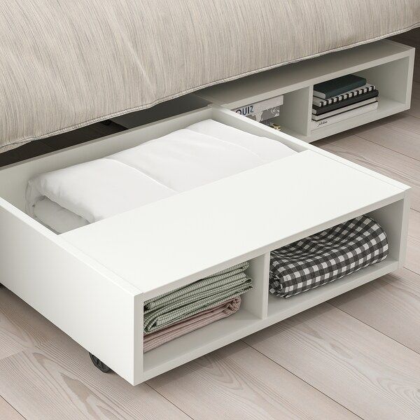 IKEA FREDVANG Контейнер під ліжко/приліжковий столик, білий, 59x56 см 10493638 фото