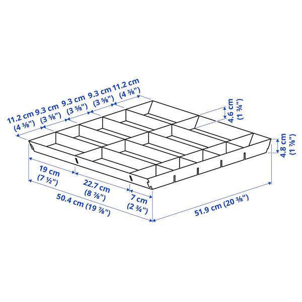 IKEA UPPDATERA Регульований органайзер для шухляди, сірий, 60 см 50544184 фото