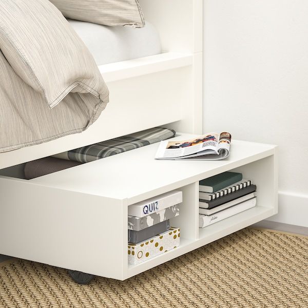 IKEA FREDVANG Контейнер під ліжко/приліжковий столик, білий, 59x56 см 10493638 фото