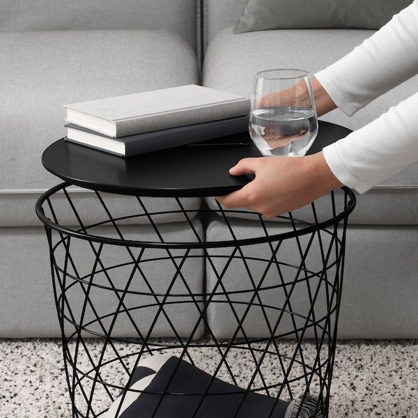 IKEA KVISTBRO Столик з місцем для зберігання, чорний, 44 см 90480401 фото
