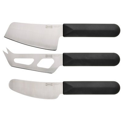 IKEA SKARLANGA Набор ножей для сыра 3 шт., нержавеющая сталь/черный 10540611 фото