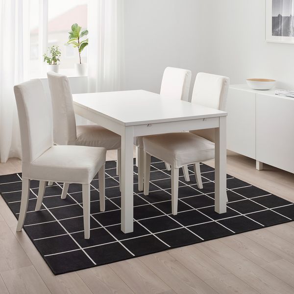 IKEA SVALLERUP Килим тк пл внутр/зовн, чорний/білий, 200x200 см 50435217 фото