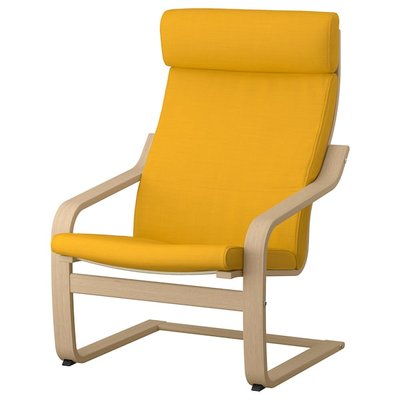 IKEA POANG Крісло, дубовий шпон, побілене/Скіфтебо жовтий 59387165 фото