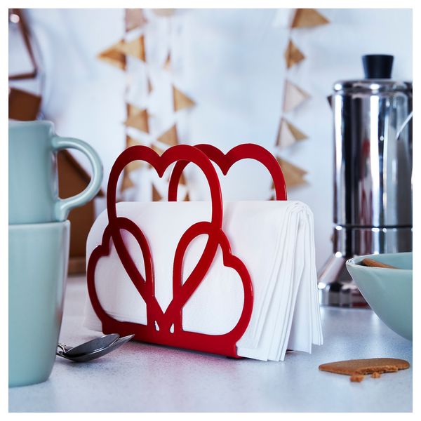 IKEA VINTERFINT Серветниця, червоного кольору у формі серця 30528825 фото