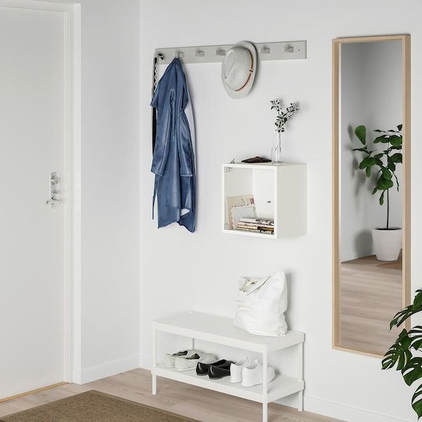 IKEA EKET Шафка настінна/із скляними дверцятами, біла, 35x25x35 см 29336356 фото
