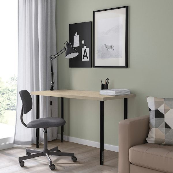 IKEA MITTCIRKEL / OLOV Стіл, ефект живої сосни/чорний, 120x60 см 59508681 фото