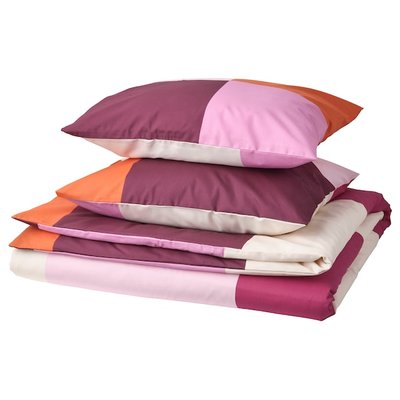 IKEA BRUNKRISSLA Покривало на ковдру і 2 наволочки, рожевий, 200x200/50x60 см 40558280 фото