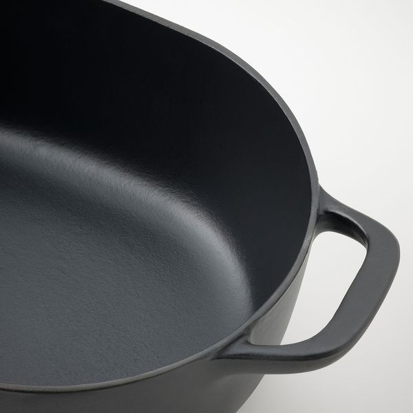 IKEA VARDAGEN Рондель з кришкою, емальоване чавунне матове/чорне, 6.5 л 00560671 фото