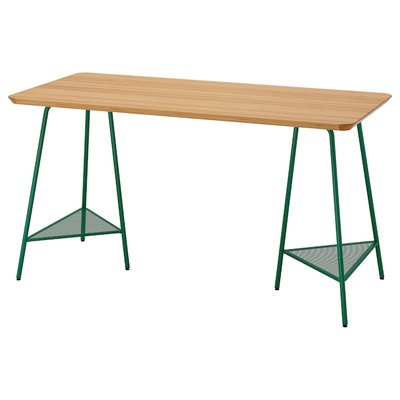 IKEA ANFALLARE / TILLSLAG Стіл, бамбук/зелений, 140x65 см 69478315 фото