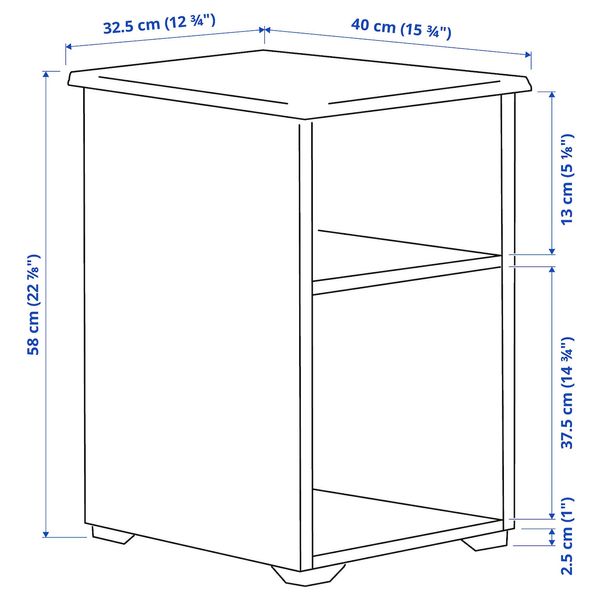 IKEA SKRUVBY Столик, чорно-синій, 40x32 см 50531983 фото