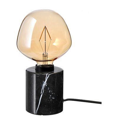 IKEA MARKFROST / MOLNART Столова лампа з лампочкою, чорний мармур/дзвінок у формі дзвону з прозорого коричневого скла 79491340 фото