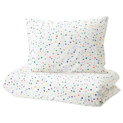 IKEA MOJLIGHET Підковдра і наволочка, білий/мозаїчний візерунок, 150x200/50x60 см 10423688 фото