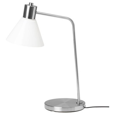 IKEA FLUGBO Столикова лампа, нікельована/скло 00513972 фото