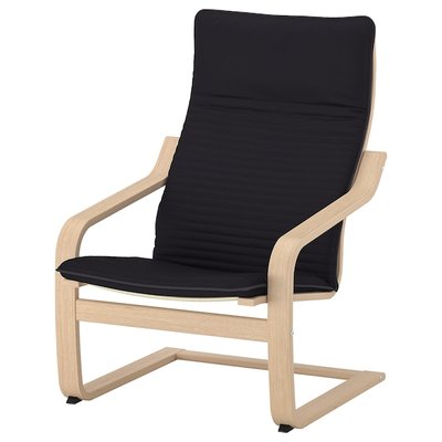 IKEA POANG Крісло, дубова шпонка, відбілена/Кніса чорний 09286606 фото