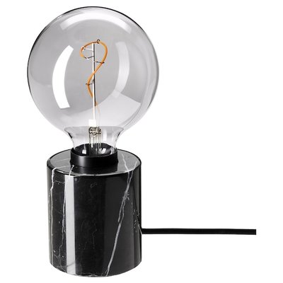IKEA MARKFROST / MOLNART Столова лампа з лампочкою, чорне/сіре прозоре скло, 125 мм 59481894 фото