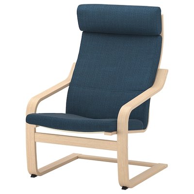 IKEA POANG Крісло, шпон з білого дуба/Хілларед темно-синій 09286588 фото