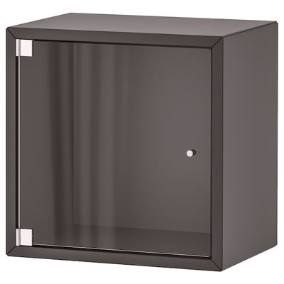 IKEA EKET Шафка настінна/із скляними дверцятами, темно-сіра, 35x25x35 см 49336341 фото