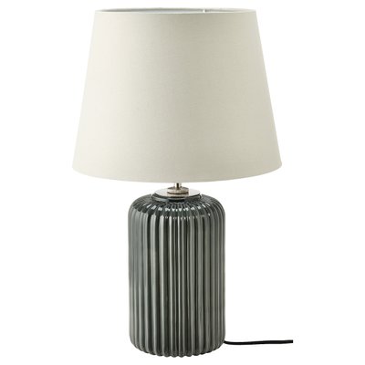 IKEA SNOBYAR Стільна лампа, сіро-бірюзова кераміка/сіра, 52 см 50450401 фото