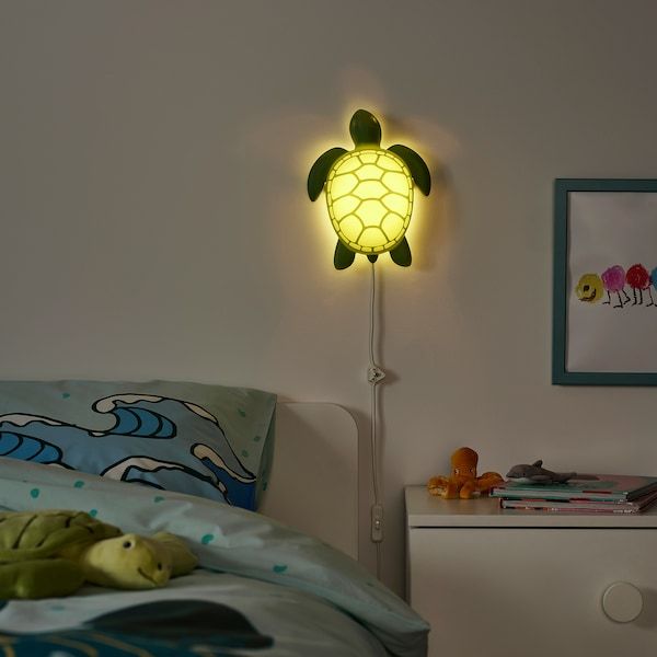 IKEA BLAVINGAD Світлодіодний настінний світильник, черепаха/зелений 20526563 фото