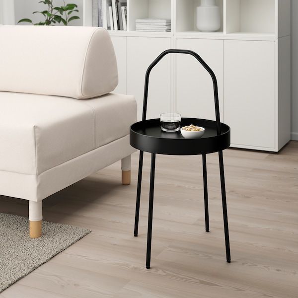 IKEA BURVIK столик, чорний, 38 см 70340384 фото