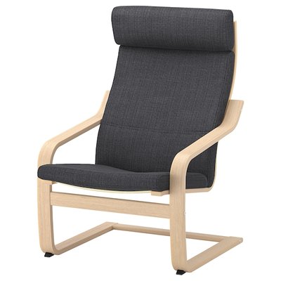 IKEA POANG Крісло, шпон з білого дуба/Hillared антрацит 79286580 фото