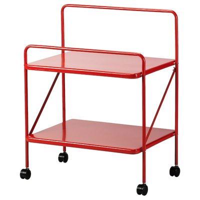 IKEA JARLASA Столик на колесах, червоний, 65x45 см 00555274 фото