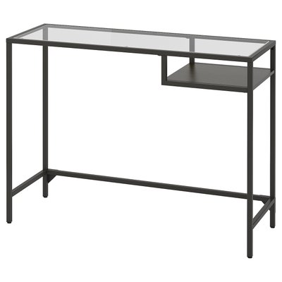 IKEA VITTSJO Столик для ноутбука, чорно-коричневий/скло, 100x36 см 80221352 фото