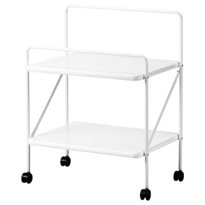 IKEA JARLASA Столик на колесах, білий, 65x45 см 00554383 фото