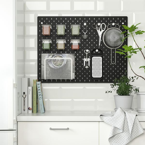 IKEA SKADIS Перфорована панель, чорна, 76x56 см 50534378 фото