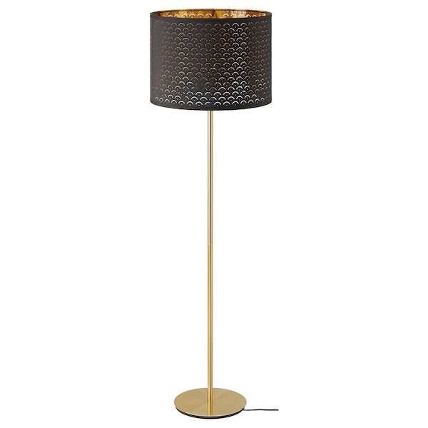 IKEA NYMO / SKAFTET Підлогова лампа, чорна латунь/латунь 39319686 фото