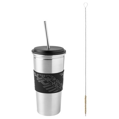IKEA LANESPELARE Чашка з кришкою та соломкою, чорна 40507846 фото