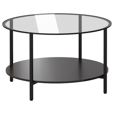IKEA VITTSJO Журнальний столик, чорно-коричневий/скло, 75 см 80213309 фото