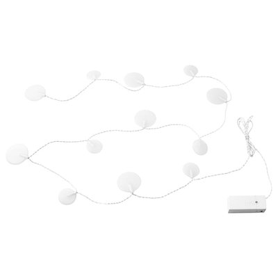 IKEA AKTERPORT Гірлянда LED, 12 лампочок, на батарейки/Білі камінці 80504836 фото
