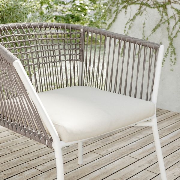 IKEA FROSON/DUVHOLMEN Подушка на стілець, садова, бежева, 44x44 см 59253439 фото