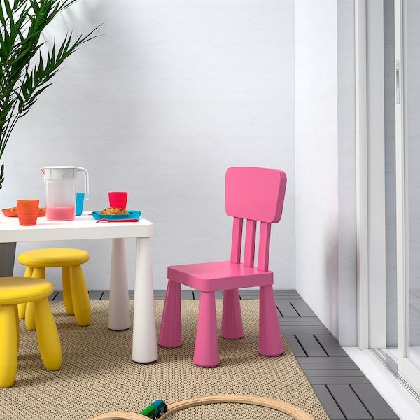 IKEA MAMMUT Дитяче крісло, для внутрішнього/зовнішнього використання/рожеве 80382321 фото