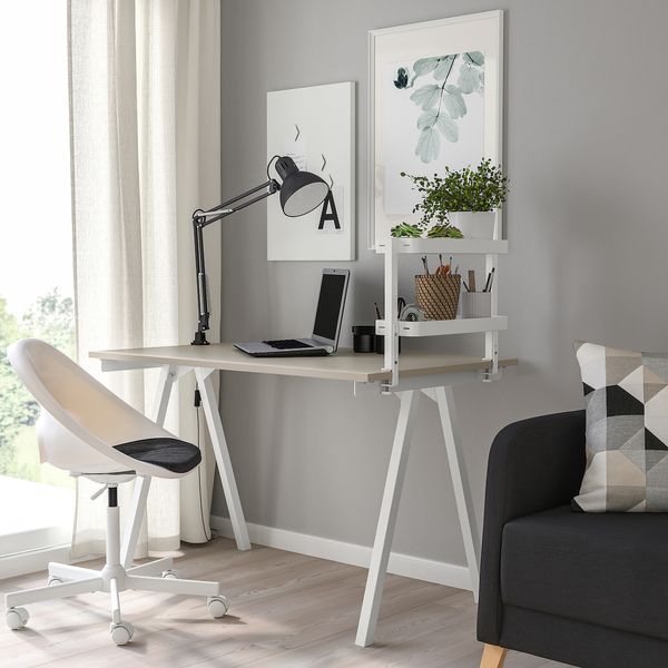 IKEA VATTENKAR Полиця на письмовий стіл, біла, 49x15 см 20541568 фото