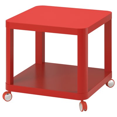 IKEA TINGBY Столик на колесах, червоний, 50x50 см 80457439 фото