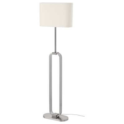 IKEA UPPVIND Підлогова лампа, нікельована/біла, 150 см 20437821 фото