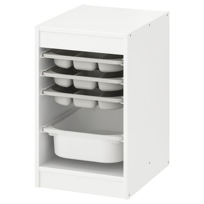IKEA TROFAST Стелаж з контейнером/лотком, білий сірий/білий, 34x44x56 см 99480449 фото