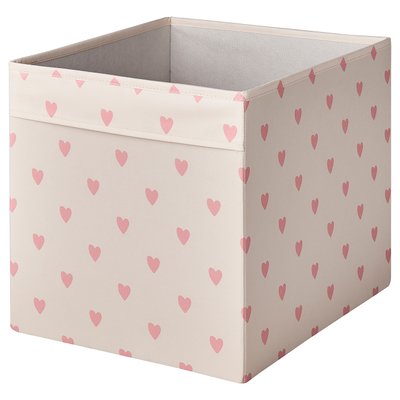 IKEA REGNBROMS Коробка, візерунок серце/рожевий, 33x38x33 см 70555355 фото