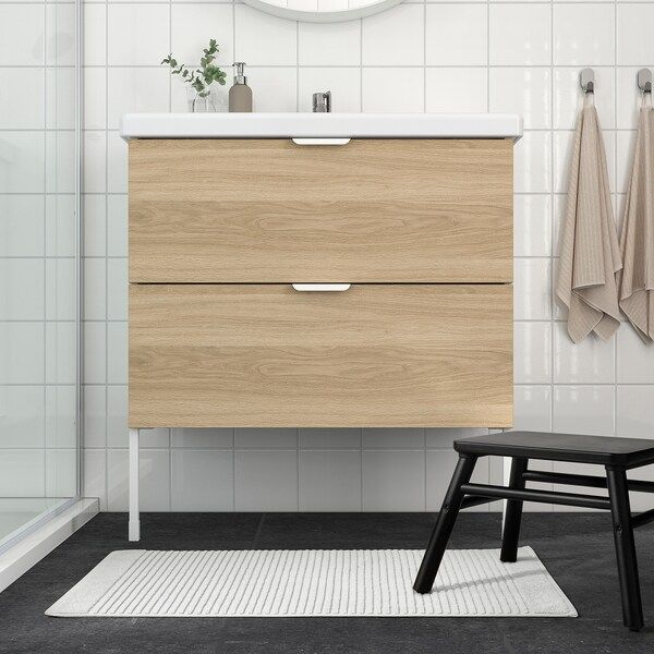 IKEA ALSTERN Килимок для ванної кімнати, білий, 50x80 см 00447350 фото