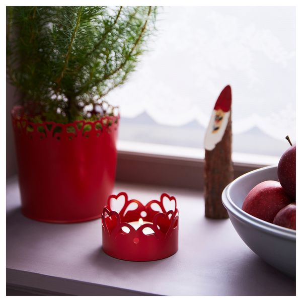IKEA VINTERFINT Підсвічник для чайних свічок, червоний, 5 см 80552610 фото