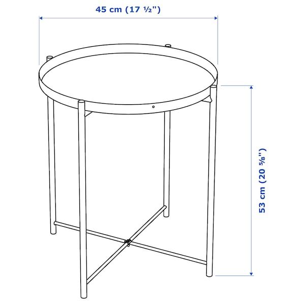 IKEA GLADOM Столик з підносом, чорний, 45x53 см 50411990 фото