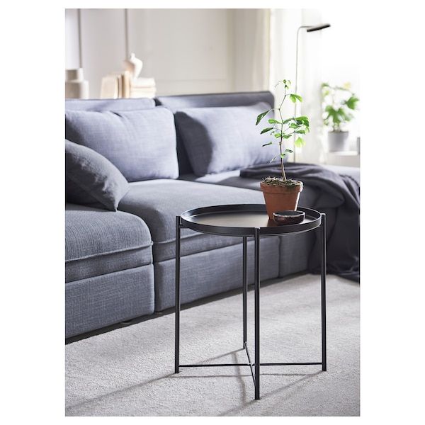 IKEA GLADOM Столик з підносом, чорний, 45x53 см 50411990 фото