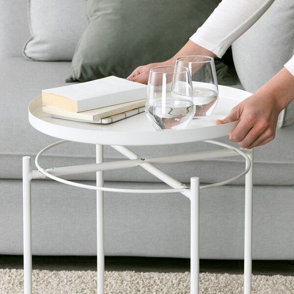 IKEA GLADOM Столик з підносом, білий, 45x53 см 70337819 фото