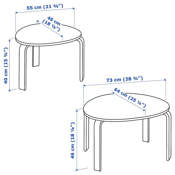 IKEA SVALSTA Столики, 2 шт., білий бейц 70280686 фото
