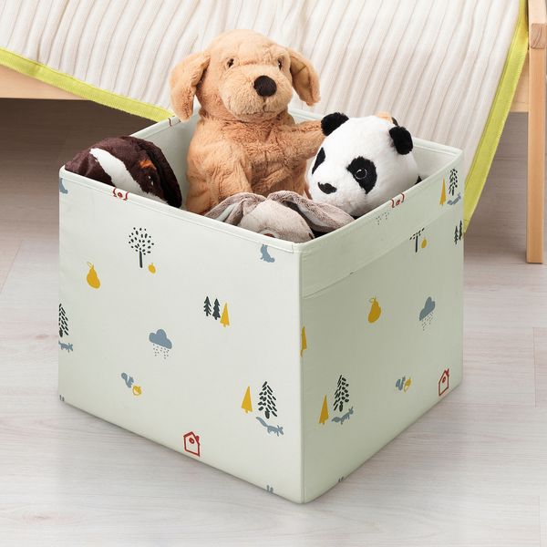 IKEA REGNBROMS Коробка, візерунок лісові тварини/багатокольорова, 33x38x33 см 00555354 фото