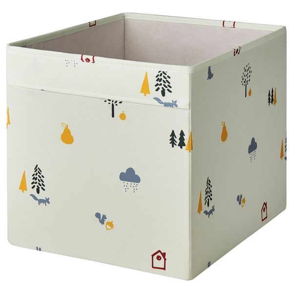 IKEA REGNBROMS Коробка, візерунок лісові тварини/багатокольорова, 33x38x33 см 00555354 фото